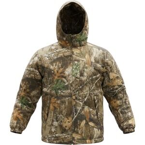 Guide Gear Mens XL Realtree Edge Camo Hooded Full Zip Hunting Jacket Brown Green